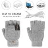 Women's And Men USB Heating Gloves Knitted Hand Half Heated Fingerless + Clamshell Heating Heater With Buttons Washable Design Gloves Winter Hand Warm
