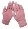 Double-layer rabbit hair gloves female winter Korean version of solid color all fingers winter women gloves girls mittens