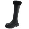 Lucyever Winter Khaki Platform Knee High Boots Women 2022 Back Zipper Long Fur Boots Woman Thick Heels Warm Plush Shoes Female