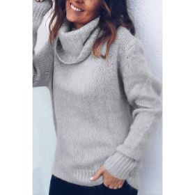 Winter Warm Sweater Solid Color High Neck Sweaters Knitted Pullover (Color: Black, size: XL)
