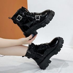 2022 New Fashion Winter Women Boots Warmth Platform Ankle Boots Ankle Women Casual Booties Round Toe Women's Shoes Botas Mujer (Color: Black matte, size: 37)