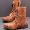 Women's Doc Martens autumn and winter flat thick heel lace-up ankle boots embroidered women's boots