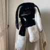 2022 New Fashion Scarf Hat Glove 3 Piece Women Cute Big Ear Bunny Winter Warm Soft Thickening Pocket Hats Hooded