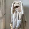 2022 New Fashion Scarf Hat Glove 3 Piece Women Cute Big Ear Bunny Winter Warm Soft Thickening Pocket Hats Hooded