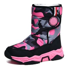 Winter warm cotton snow boots Warm boots for boys and girls comfortable warm mid-calf boots 30-39 (Color: Rose red, size: 35)