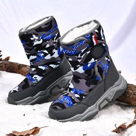 Winter warm cotton snow boots Warm boots for boys and girls comfortable warm mid-calf boots 30-39 (Color: Grey, size: 37)
