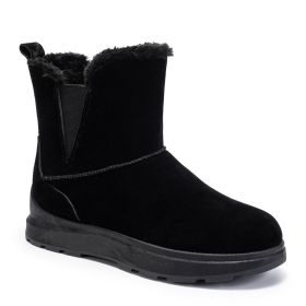 Women's winter new large size plus fleece snow boots casual short boots warm women's cotton shoes short boots (Color: Black, size: 42)
