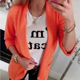 Autumn and winter women's new coat long sleeve fashion small suit (Color: Orange, size: M)