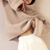 Knit Women's Turtleneck Sweater Pullovers 2021 Autumn Winter Solid Long Sleeve Dropped Shoulder Loose Knitwear Ladies Office Top