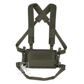 KRYDEX 500D Tactical D3CR Micro Rig Chest Rig Vest D3CRM Magazine Pouch Pocket Adjustable Strap Outdoor Hunting Combat Gear (Color: Ranger Green)