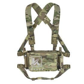KRYDEX 500D Tactical D3CR Micro Rig Chest Rig Vest D3CRM Magazine Pouch Pocket Adjustable Strap Outdoor Hunting Combat Gear (Color: MC)