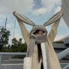 2022 New Fashion Scarf Hat Glove 3 Piece Women Cute Big Ear Bunny Winter Warm Soft Thickening Pocket Hats Hooded